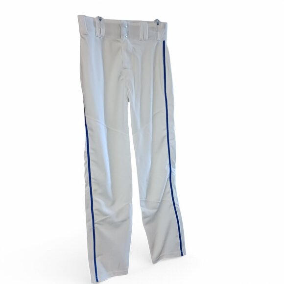 Youth Alleson Athletic Baseball Pants – White with Blue Braid Piping Size M, New - Picture 5 of 12